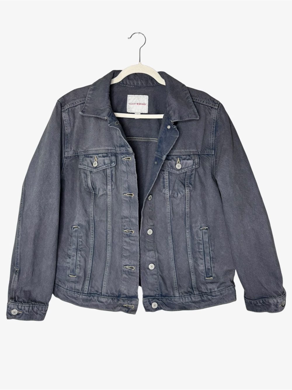 Lucky Brand charcoal gray tomboy trucker jean jacket 1X denim jacket 100% cotton